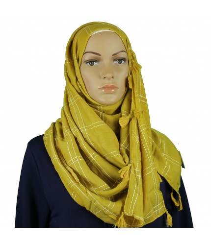Gold Criss Cross Tassel Hijab