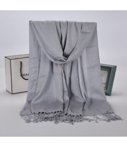 Light Gray Plain Cotton Satin Pashmina Hijab