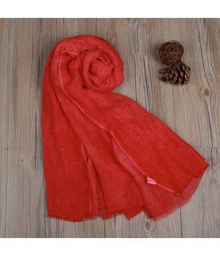 Red Cotton Linen Retro Dyed Plain Hijab