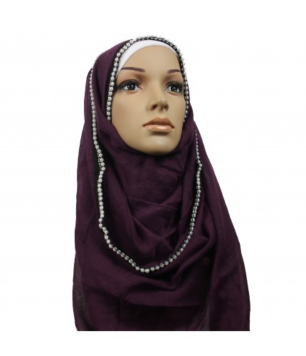 Deep Purple Pearl Chain Hijab