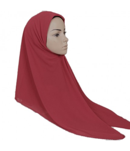 bright wine red Crumpled Chiffon Square Hijab