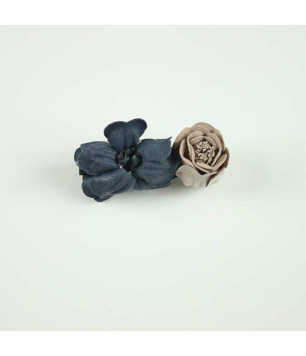 navy peach garden hair clip