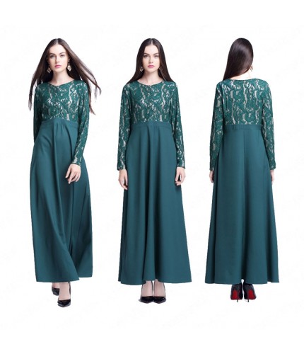 Green Korean Linen Lace Abaya XL 