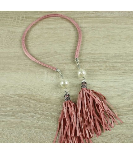 Pink long tassel headband