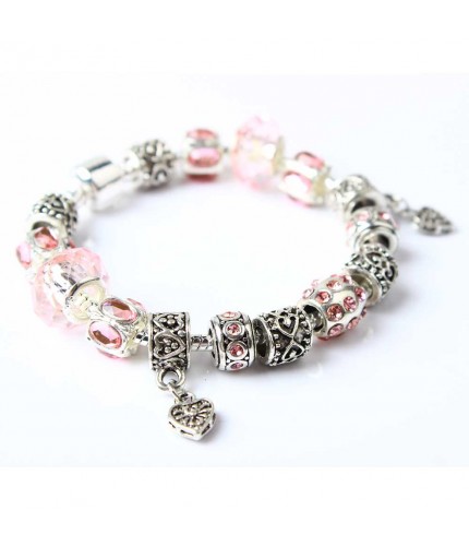 Pink Hearts Charm Bracelet