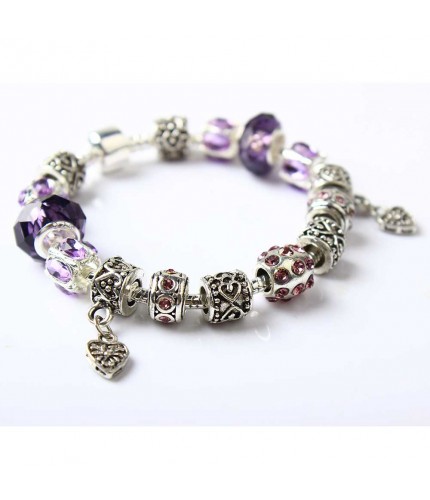 Purple Hearts Charm Bracelet