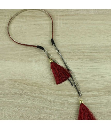 Maroon tassel chain headband