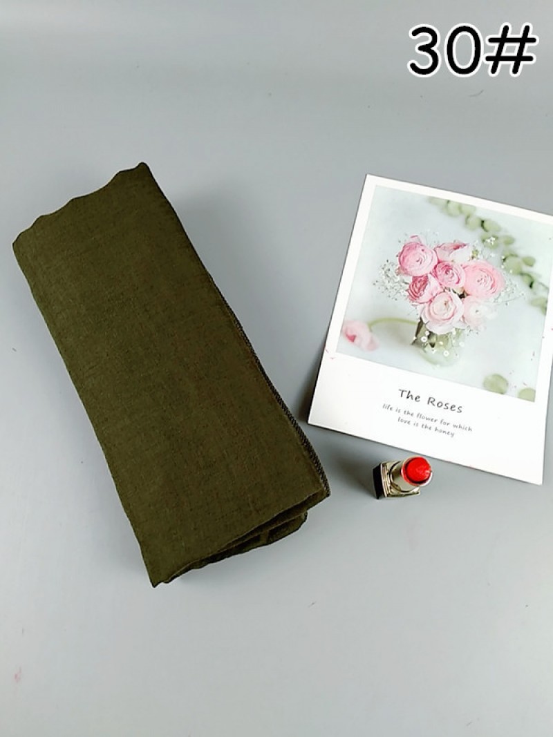 Army Green 180x90cm Cotton Hemmed Maxi Hijab