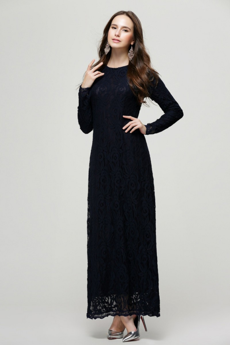 Black Lace Chiffon Abaya XXL 