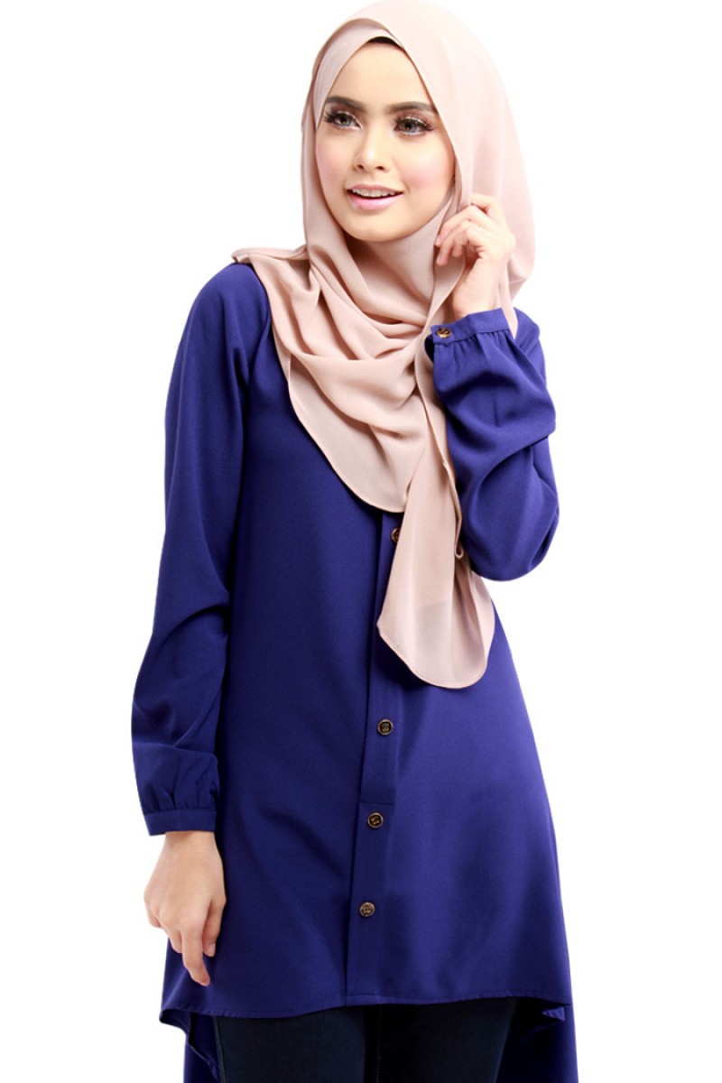 Dark Blue Cotton Mermaid Tunic L 