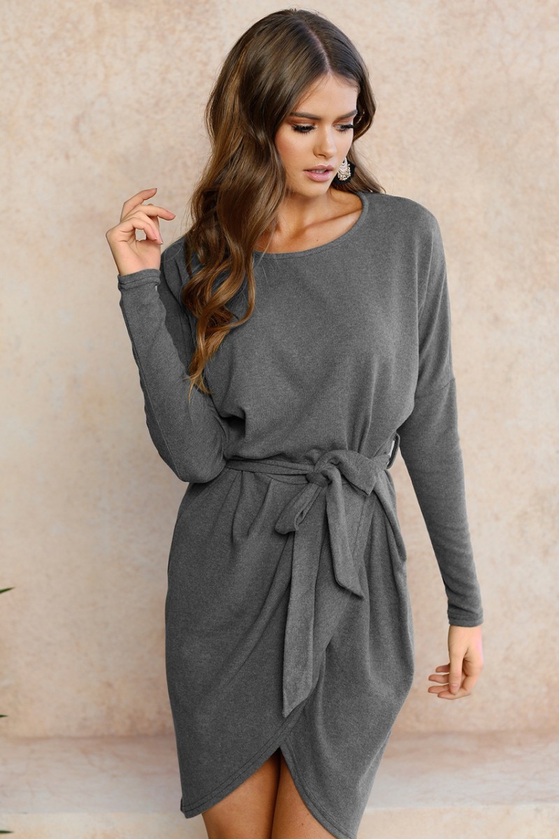 Gray Irregular Tie Tunic Xlarge