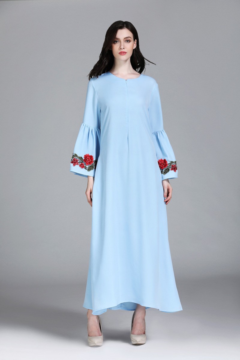 Light Blue Rosie Flared Sleeve Abaya XL 