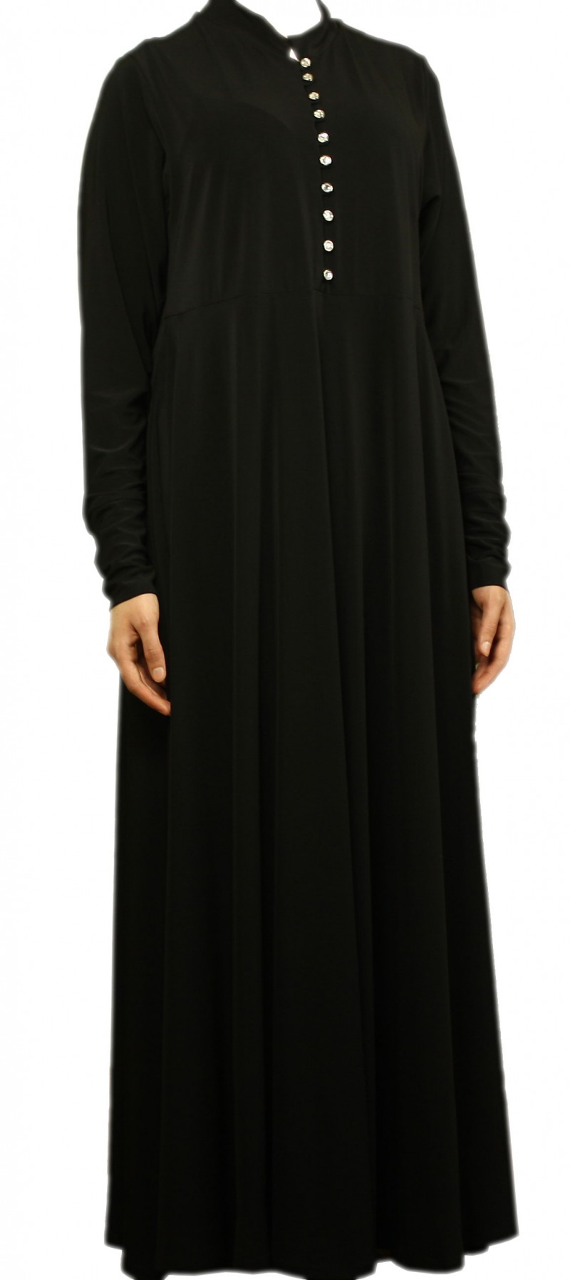 10 Button Crystal Abaya - Black 58