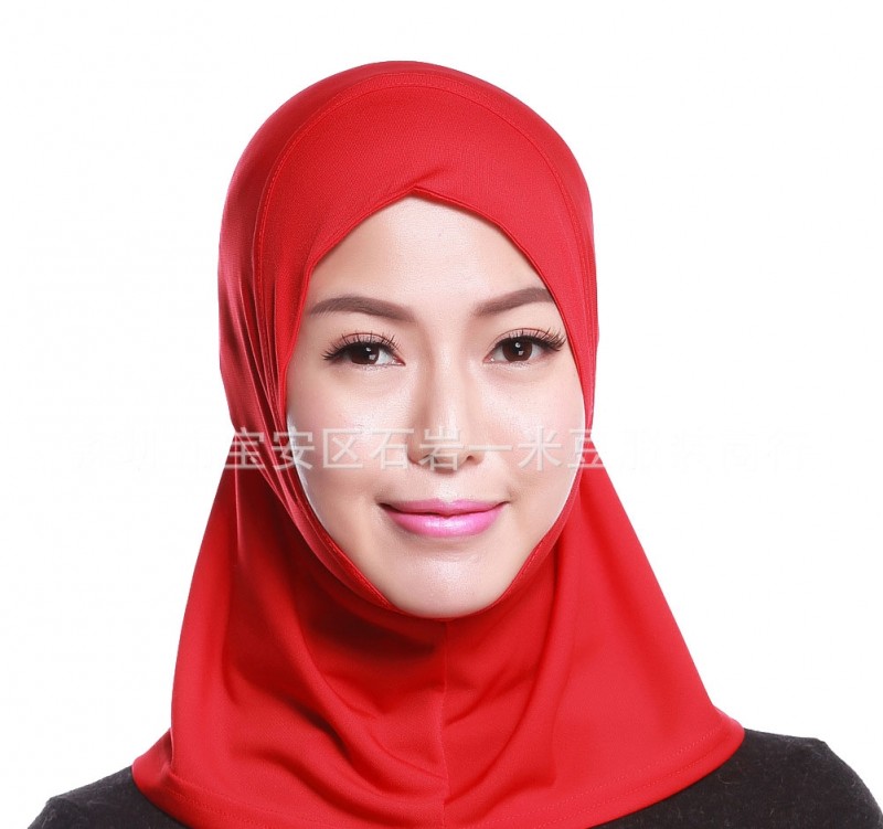 red 43cm Mini One piece Base Ready Hijab 