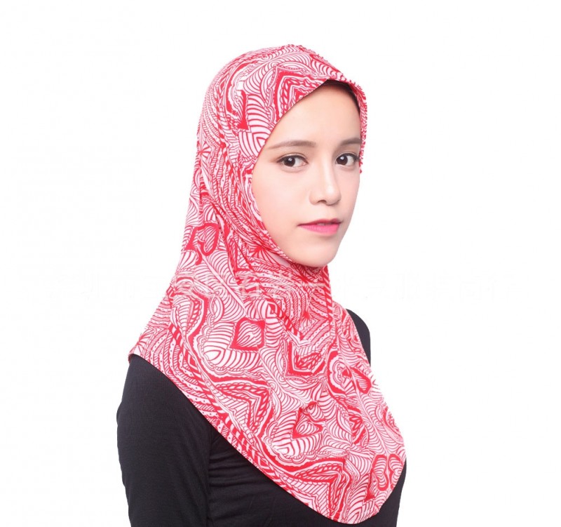 red pattern 72cm One Piece Ready Hijab 