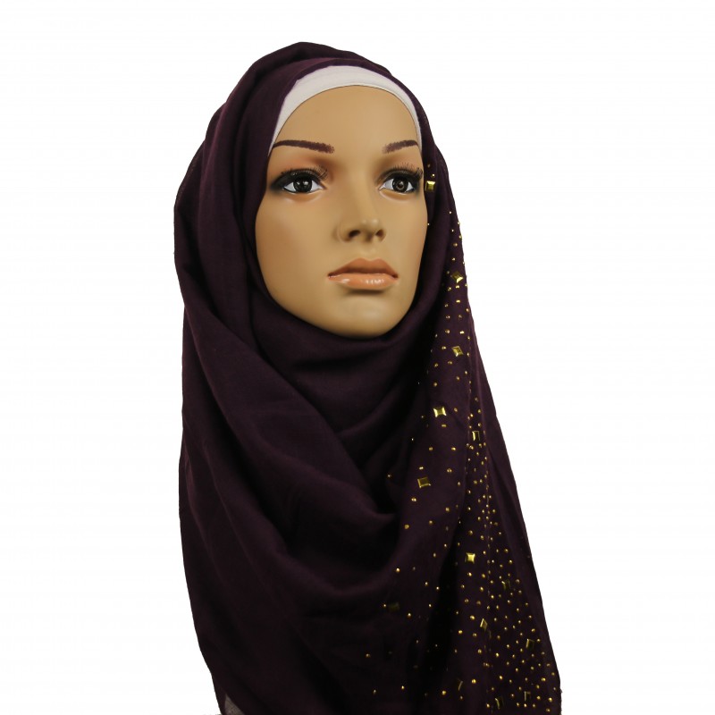 Deep Purple Galaxy Studded Hijab