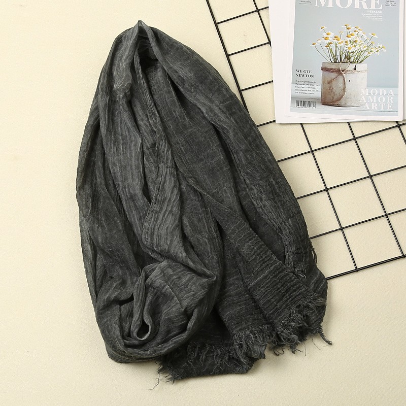 Black Premium Cotton Crinkle Fashion Dye Maxi Hijab