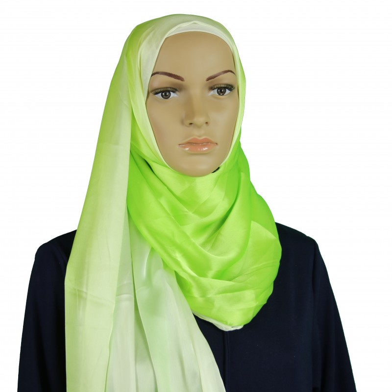 Lime Silk Georgette Ombre Hijab