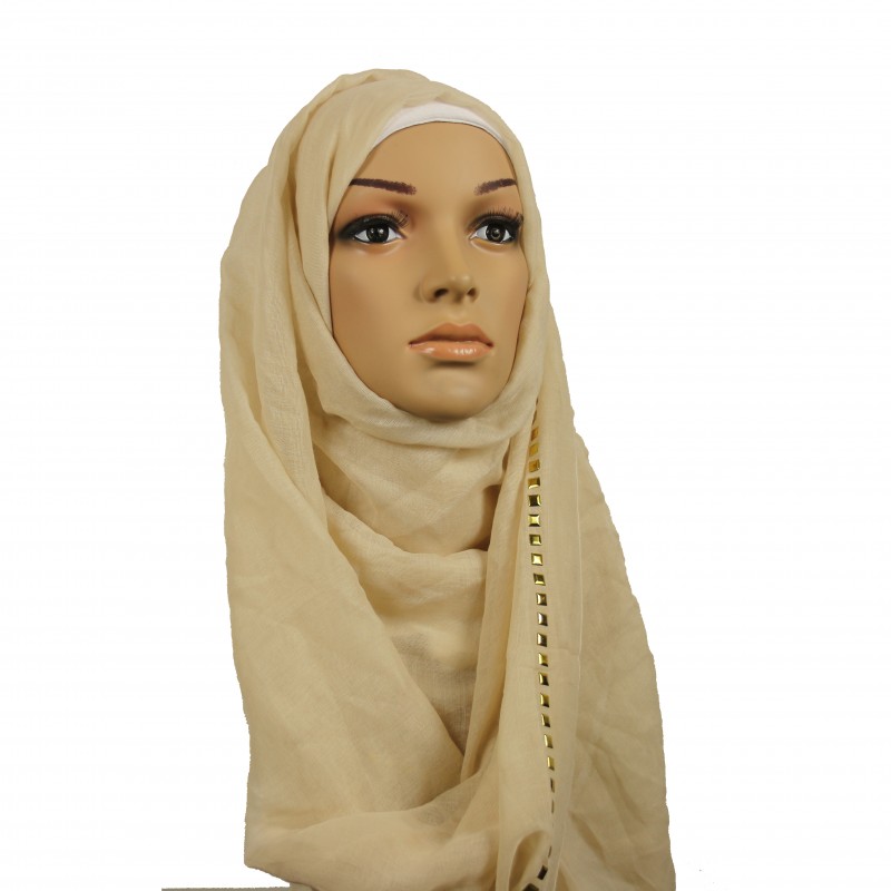 Beige studded Hijab