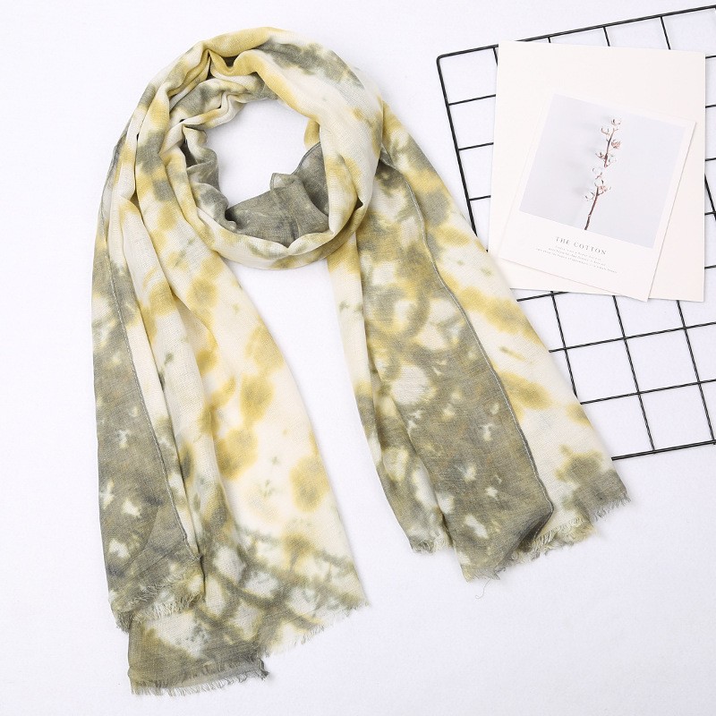 yellow Premium Cotton Graffiti Fashion Dye Maxi Hijab