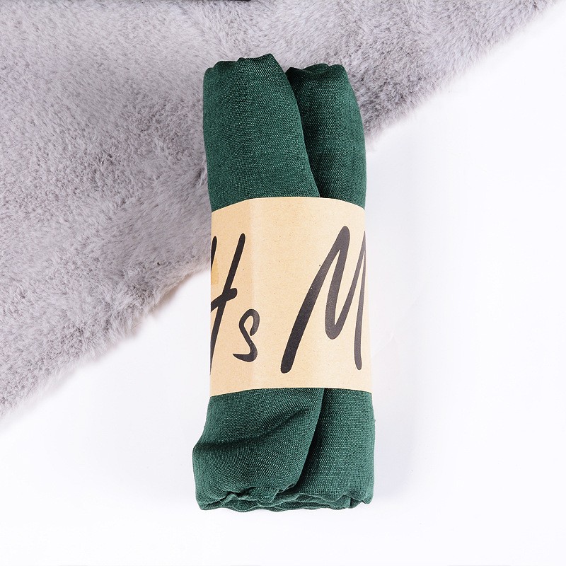 Dark Green Cotton Linen Classic 180x130cm Extra Maxi Hijab