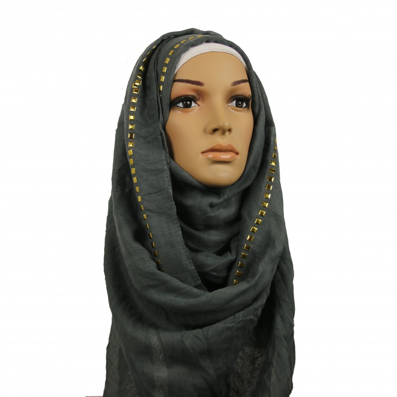 Dark Grey studded Hijab