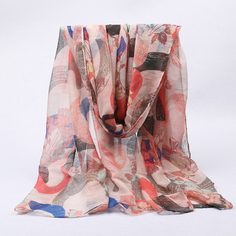  pink Abstract Colours Print Hijab