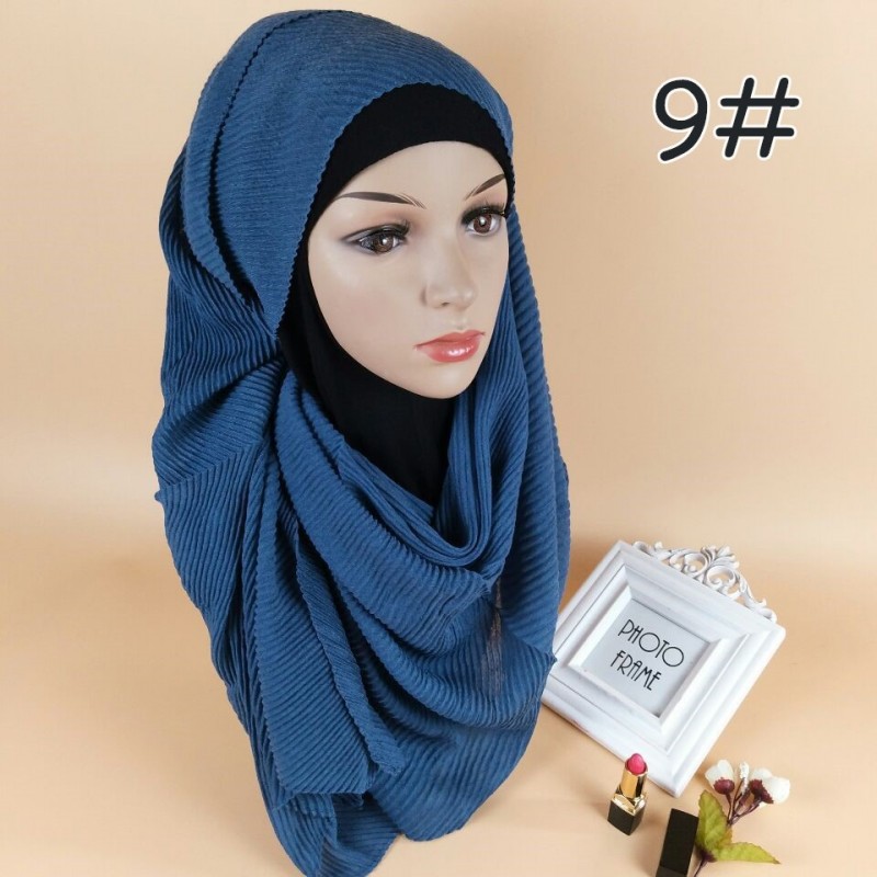 Dark Blue Classic Cotton Crinkle Maxi Hijab