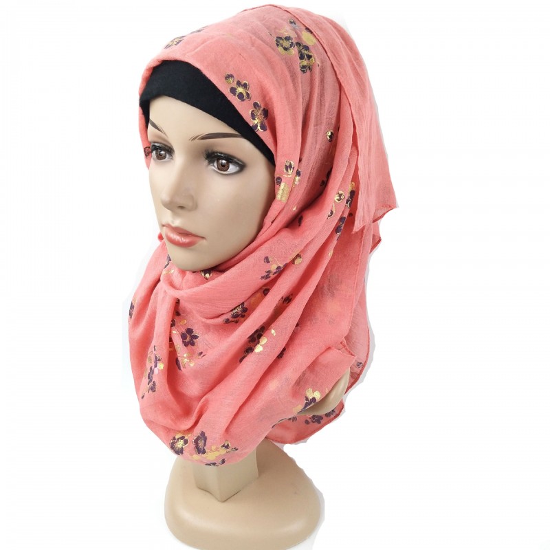 Pink Cotton Floral Tile Print Hijab