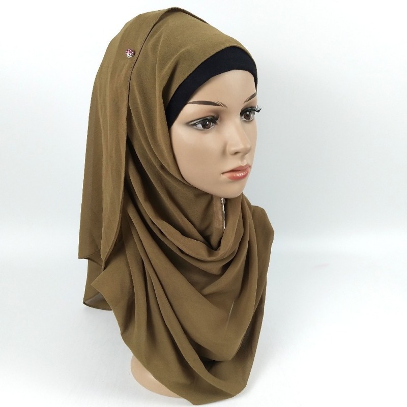 Khaki Green Premium Chiffon Instant Hijab 