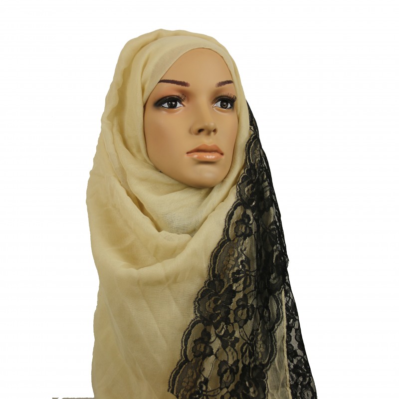 Beige Lace Hijab