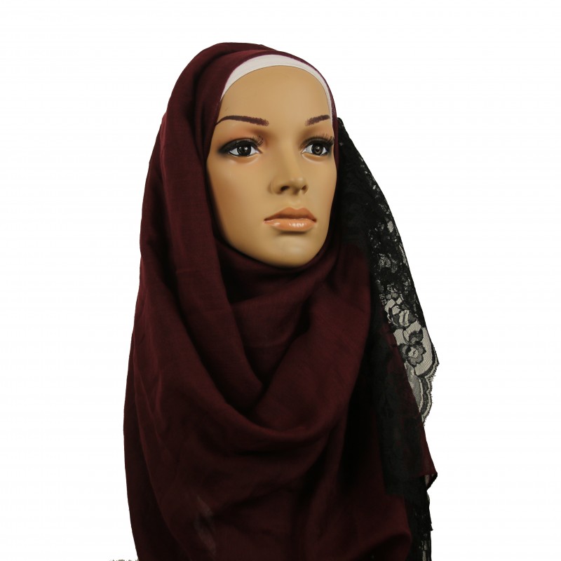 Maroon Lace Hijab