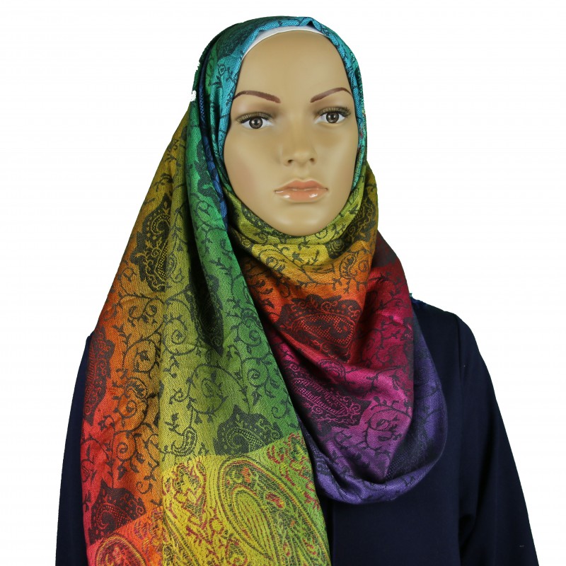 Deep Paisley Rainbow Pashmina