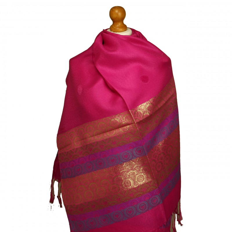 Polka Shimmer Pashmina Hot Pink