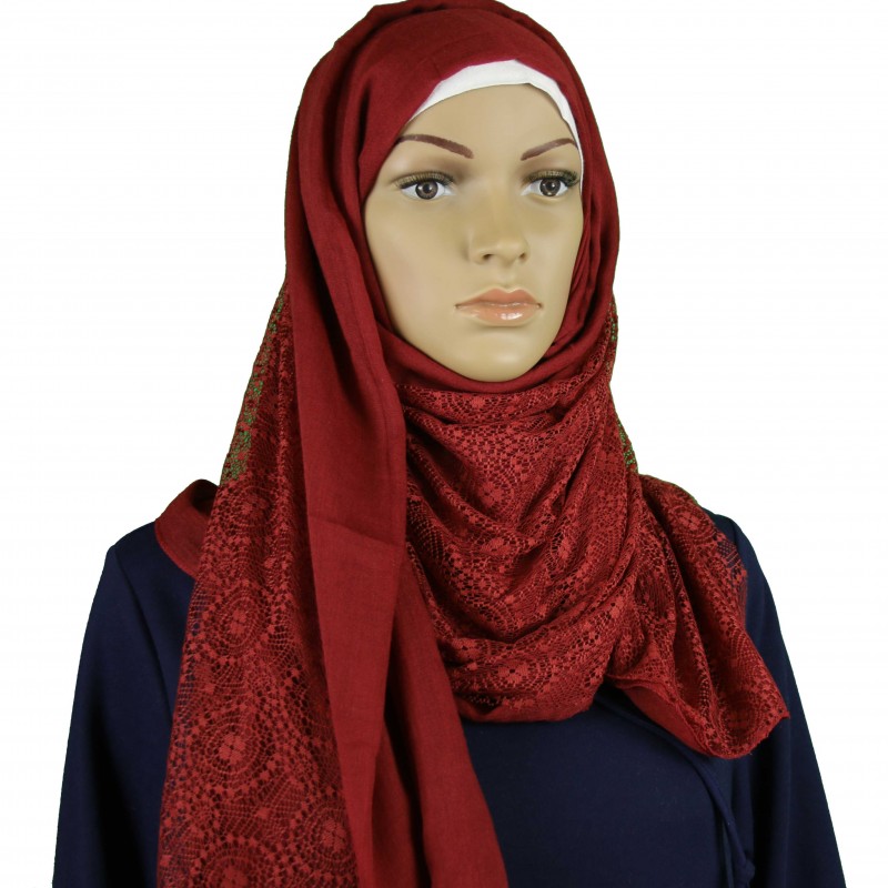 Maroon Lace Overlay