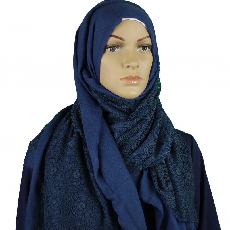 Navy Lace Overlay