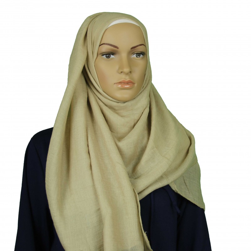 Beige Cotton Linen Extra Maxi Hijab
