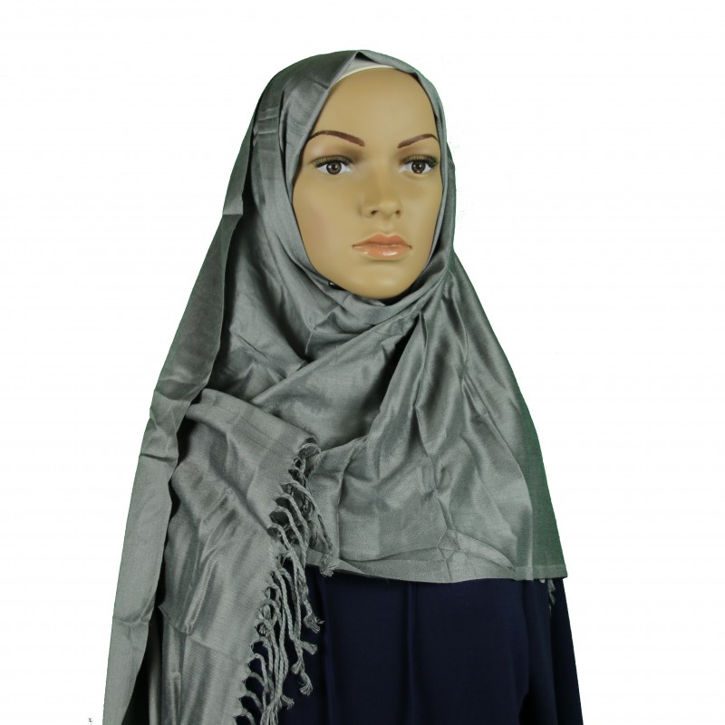 Grey Satin Pashmina Hijab