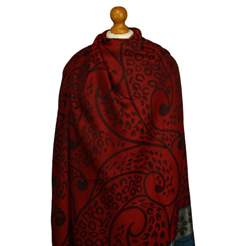 Super Maxi Cashew Pashmina Wine Red