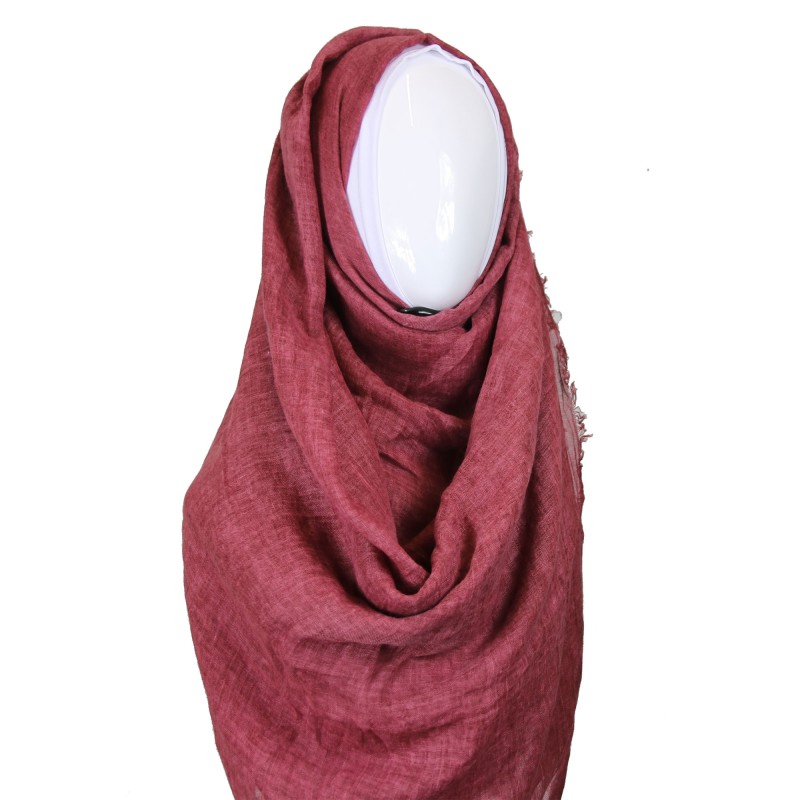 Deep Red Rustic Cotton Blend Hijab