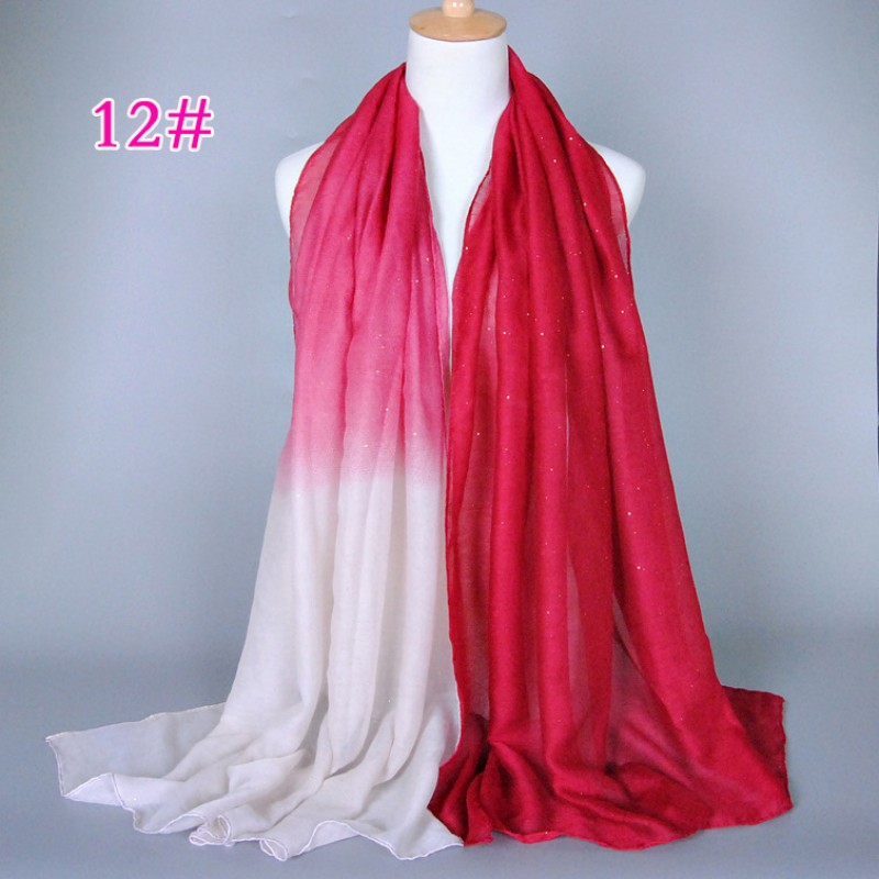 Red White Dual Ombre Viscose Hijab