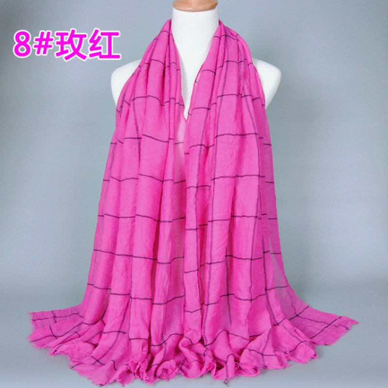 Rose Red Chequered Cotton Hijab