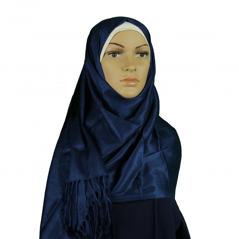 Navy Satin Pashmina Hijab