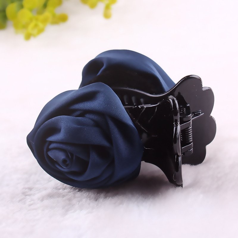 Navy Double Rose Hair Clasp