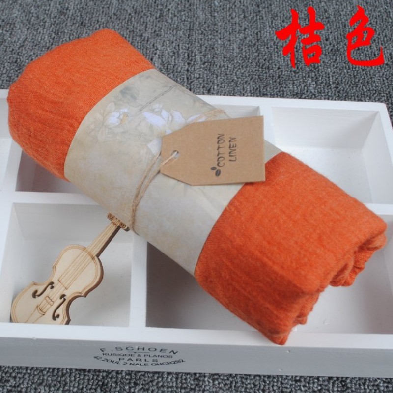 Orange 185x130cm Cotton Linen Plain Extra Maxi Hijab