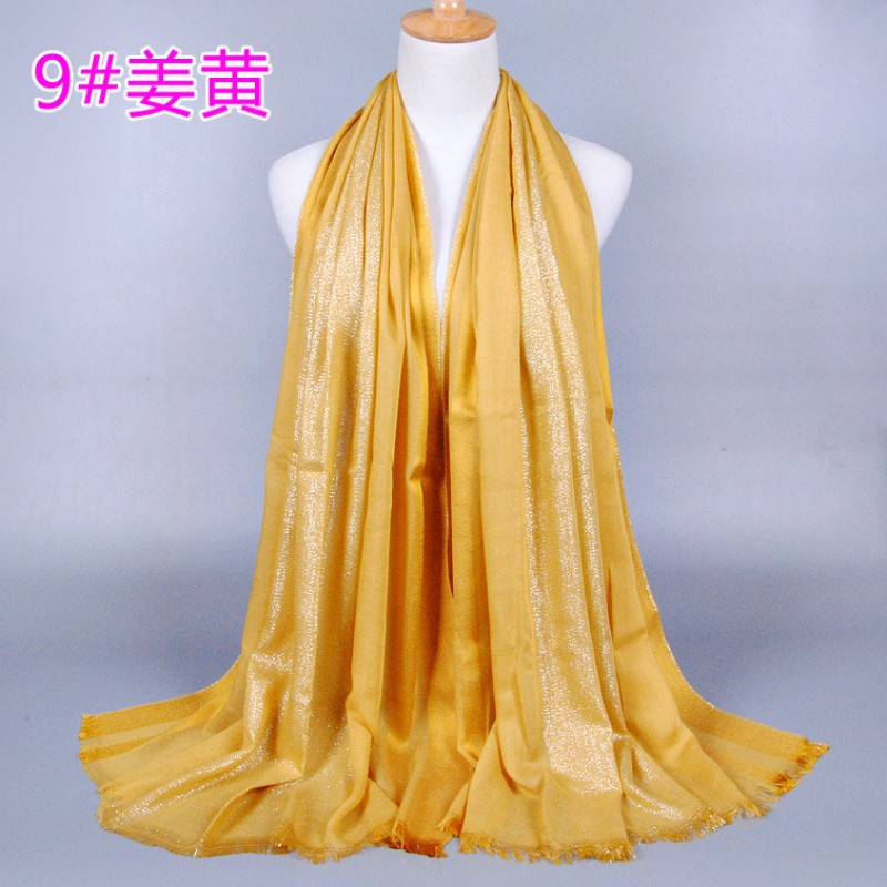 Ginger Yellow Stripped Satin Cotton Hijab