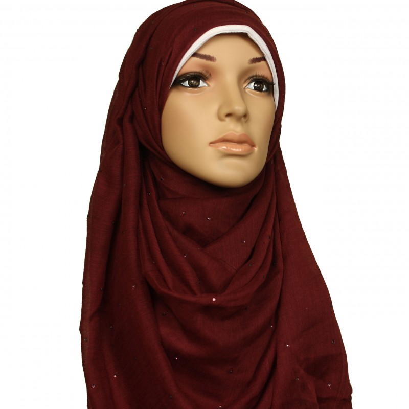 Maroon Crystal Maxi Hijab