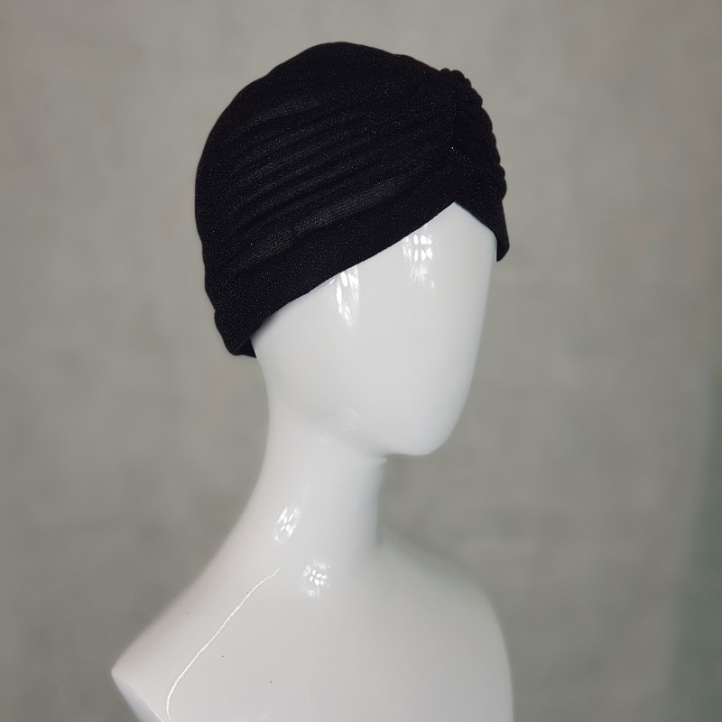 Black Shimmer Turban Hijab Cap