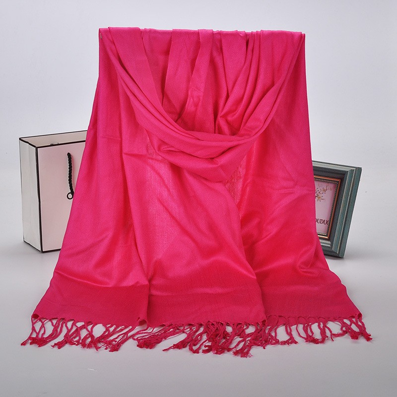 Rose Red Plain Cotton Satin Pashmina Hijab