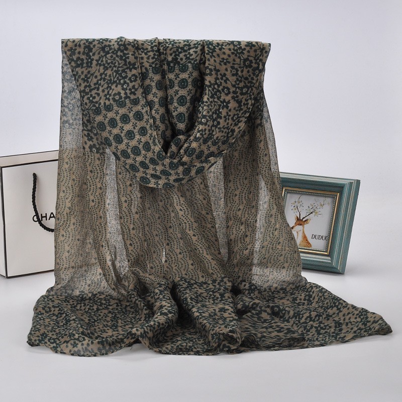 Ha Green Floral Dot Print Hijab